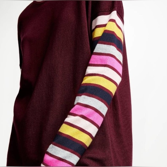 Boden Berwick Maroon Striped Sleeve Sweater - Picture 10 of 13